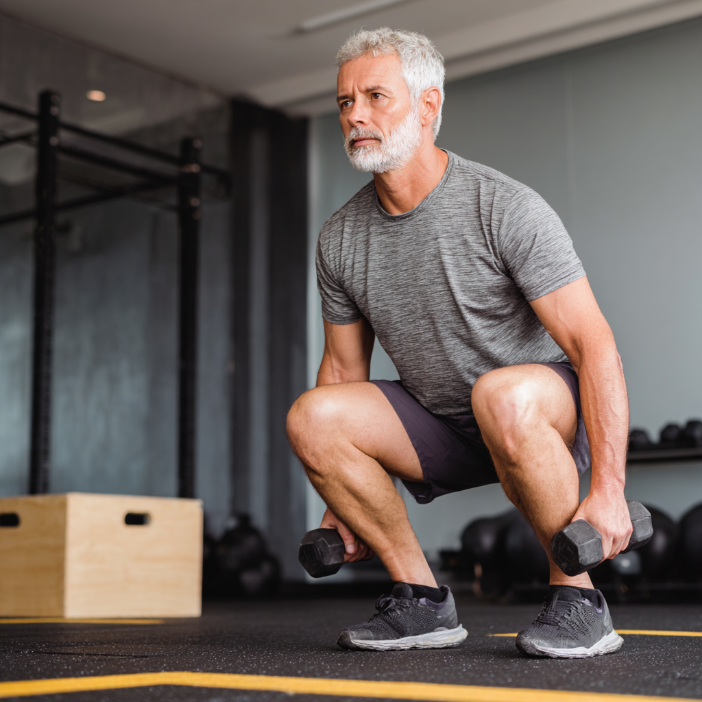 middle aged person doing functional fitness exercises with natural movements